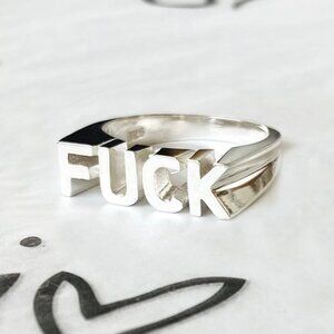 Wolf & Badger sterling silver F*ck ring
